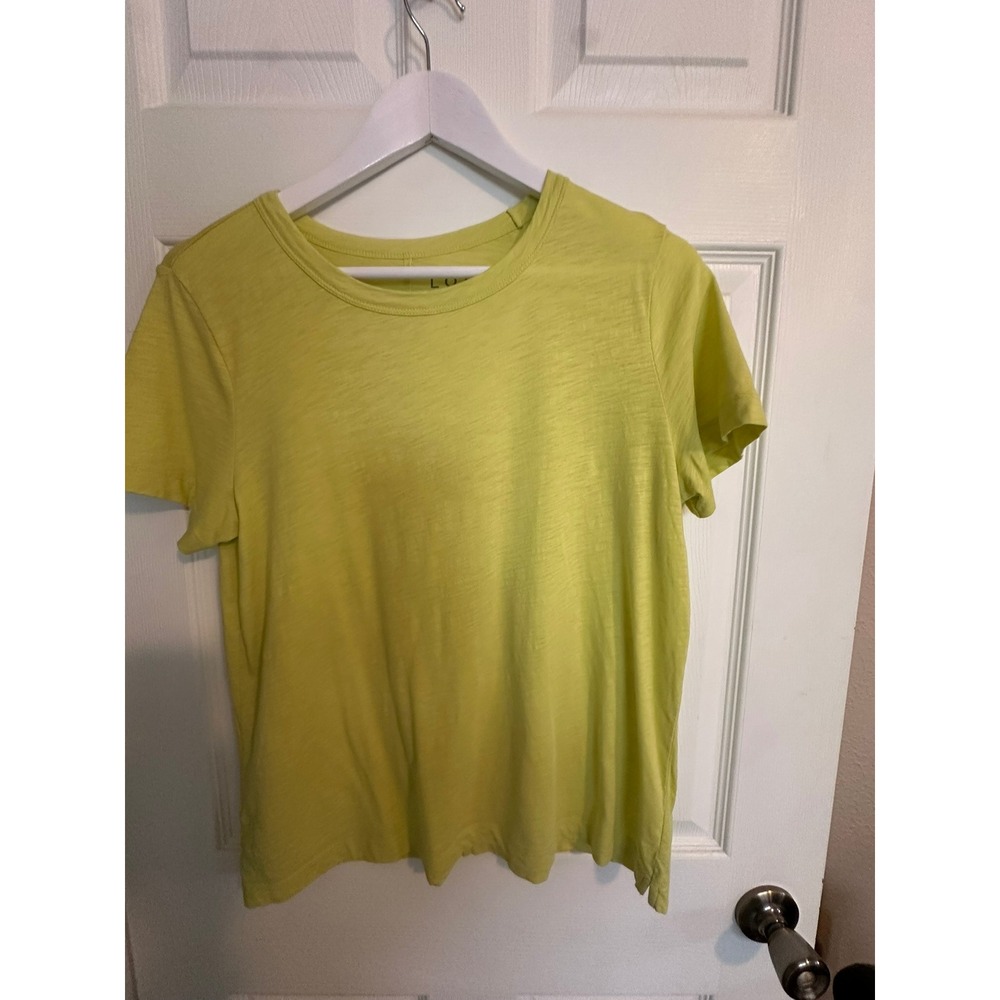 Loft Lime Green‎ Cotton Slub Crew Neck Short Sleeve T-Shirt Med